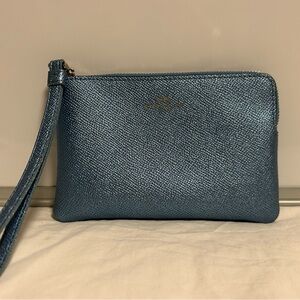Coach Metallic Blue Wristlet
